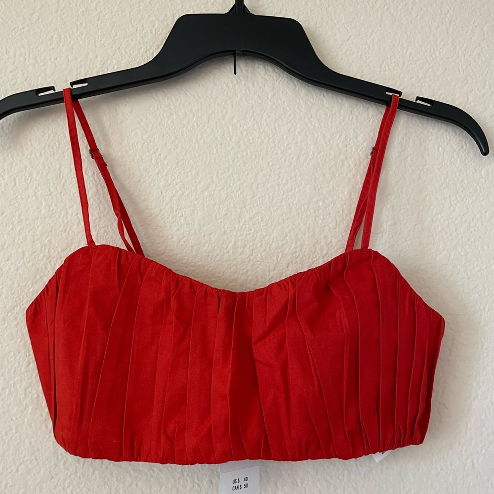NWT Abercrombie & Fitch Red Pleated Crop Top